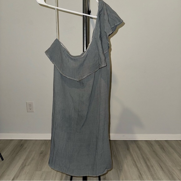 New Umgee Grey One Shoulder Off The Shoulder Flowy Dress Size Large - Picture 2 of 8